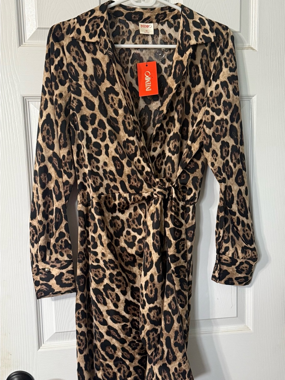 Intempo Leopard Print Wrap Dress - Brown & Black - NWT